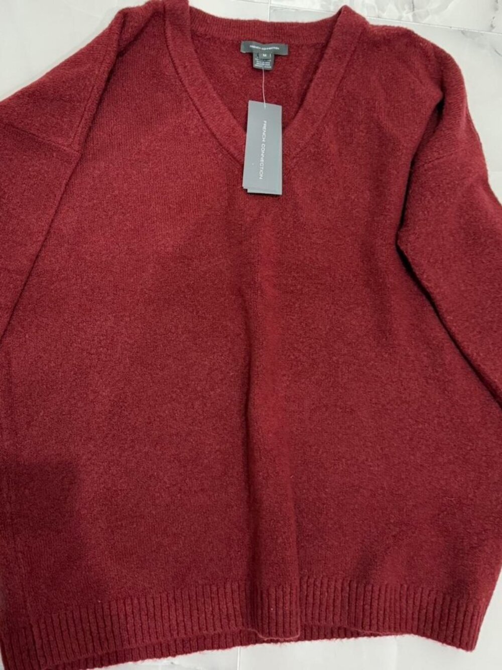French Connection burgundy V-neck sweater